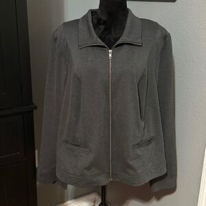 Lane Bryant Womens Jacket Size 26 Gray Zip Front Collared Stretch‎ Pockets